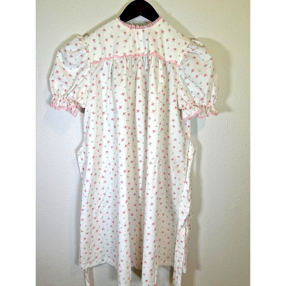 Vintage Handmade Floral Traditional Nightgown Robe Pink Rose Cottagecore Theater - Picture 2 of 11